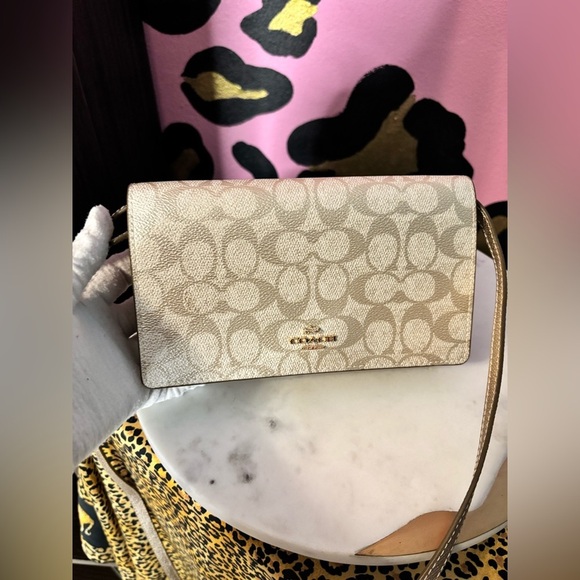 Coach Cream & Gold Crossbody Bag - Picture 1 of 13